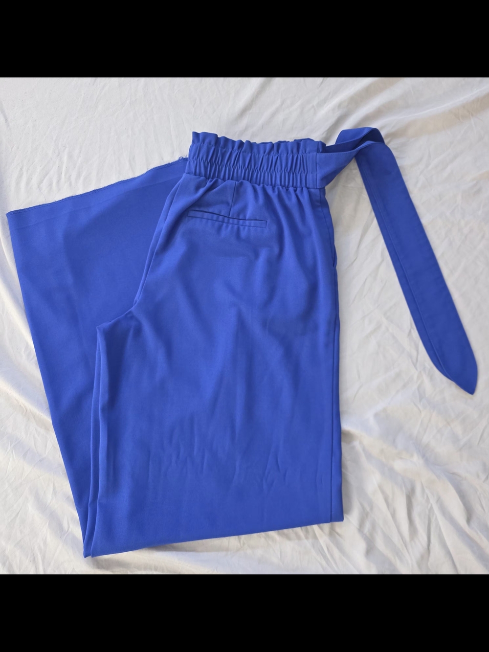 Bright Cobalt High-Waist Belted Trousers